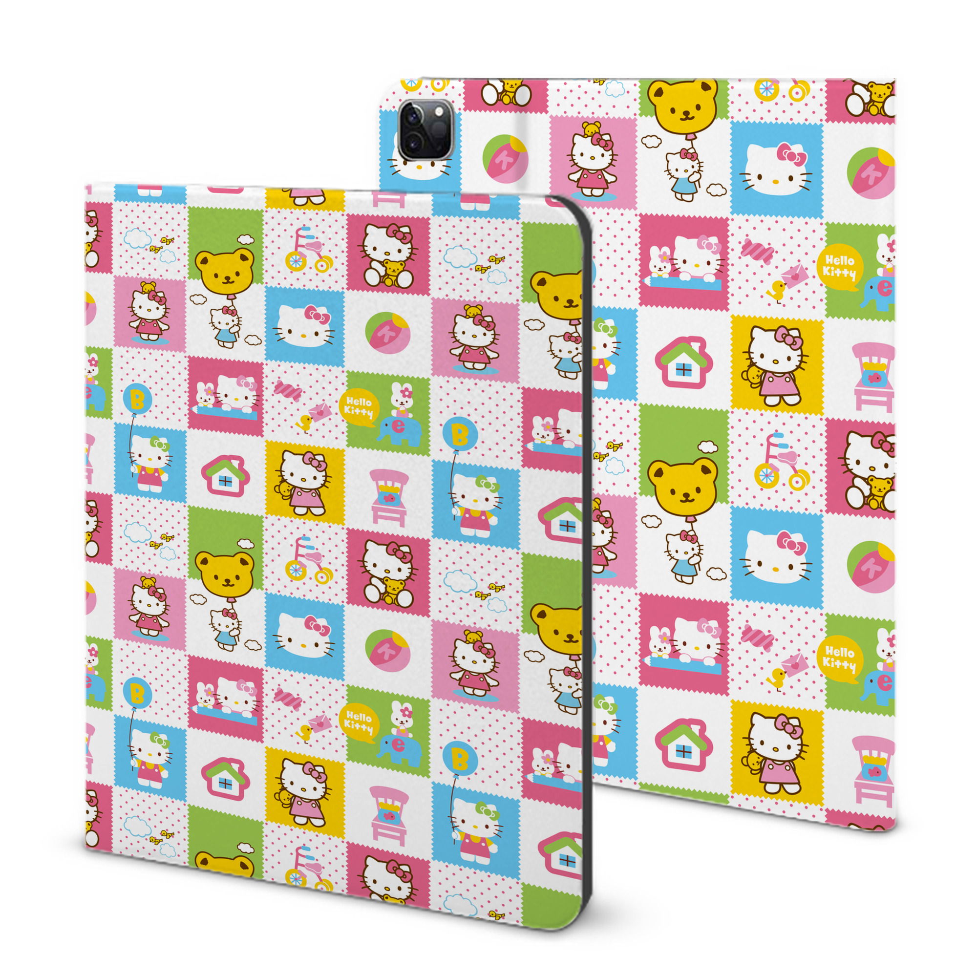 （画像用） Hello Kitty ハローキティ IPad ケース ブック型 PUレザー TPU 耐衝撃 軽量 薄型 ペン収納なし 全面保護 IPad 各モデル対応